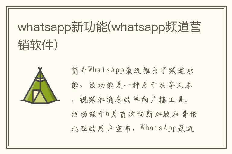 whatsapp新功能(whatsapp频道营销软件)