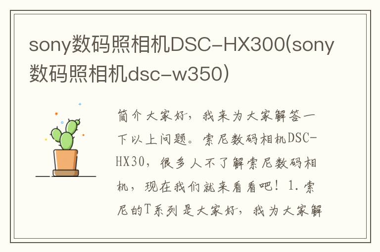 sony数码照相机DSC-HX300(sony数码照相机dsc-w350)