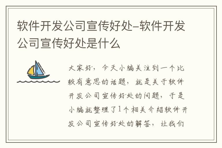 软件开发公司宣传好处-软件开发公司宣传好处是什么