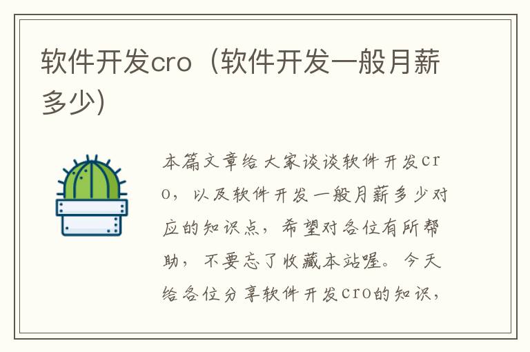 软件开发cro（软件开发一般月薪多少）