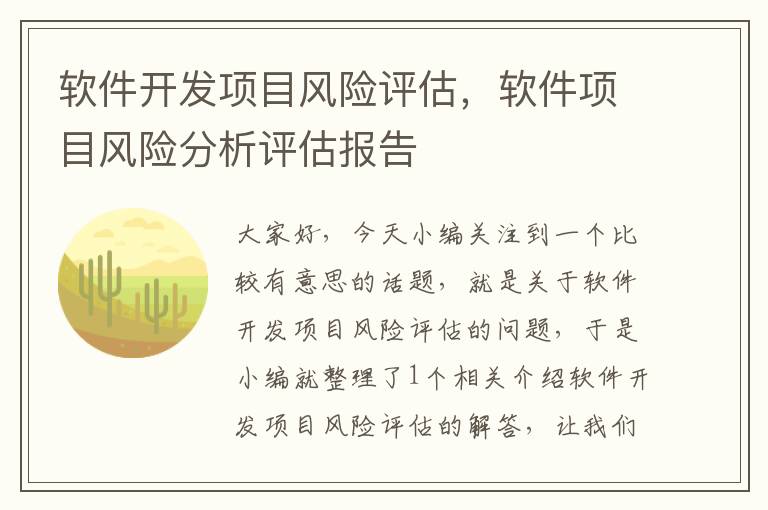 软件开发项目风险评估，软件项目风险分析评估报告