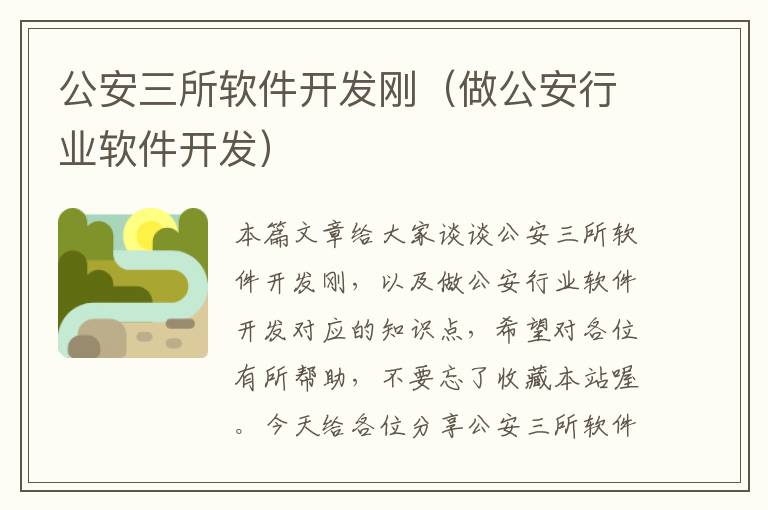 公安三所软件开发刚（做公安行业软件开发）