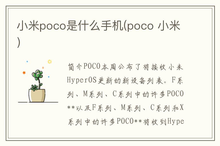 小米poco是什么手机(poco 小米)