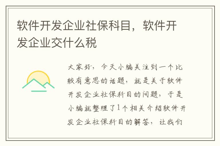 软件开发企业社保科目，软件开发企业交什么税