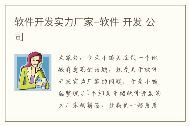 软件开发实力厂家-软件 开发 公司