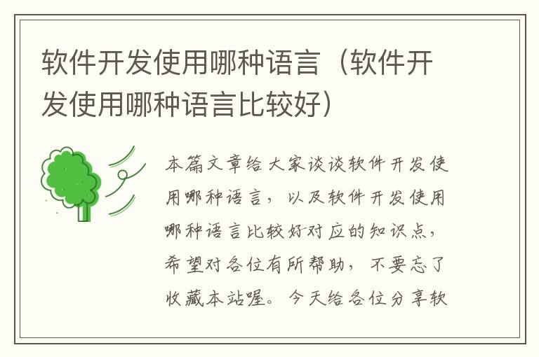 软件开发使用哪种语言（软件开发使用哪种语言比较好）