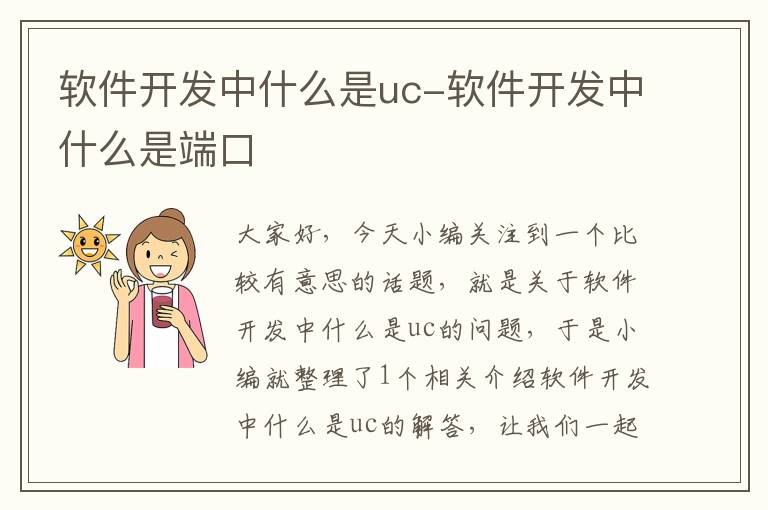 软件开发中什么是uc-软件开发中什么是端口