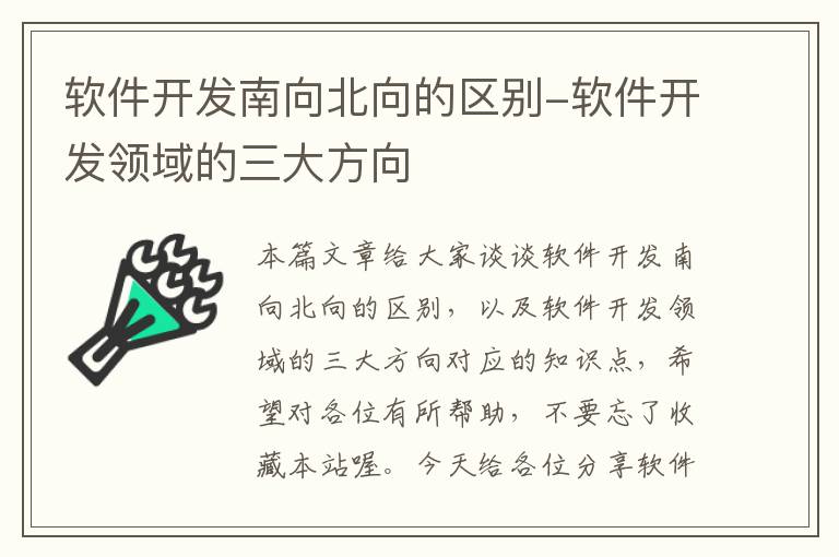 软件开发南向北向的区别-软件开发领域的三大方向