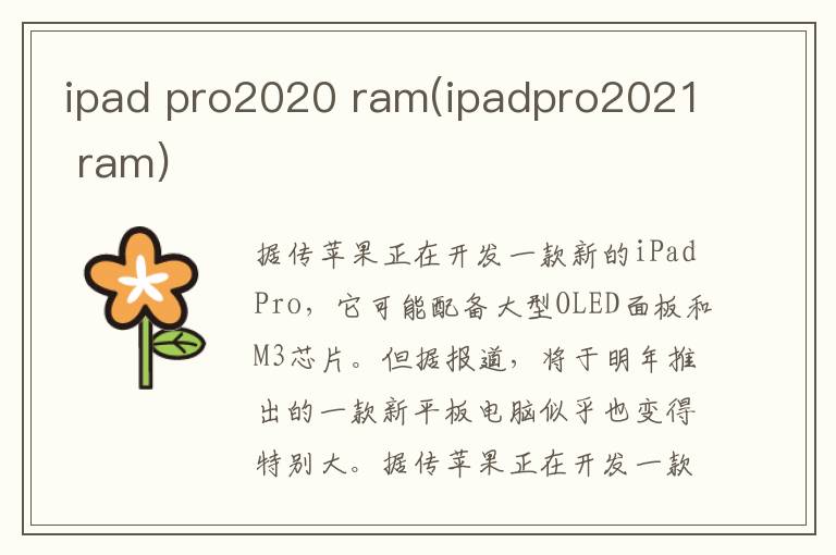 ipad pro2020 ram(ipadpro2021 ram)