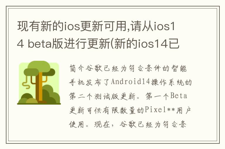 现有新的ios更新可用,请从ios14 beta版进行更新(新的ios14已有更新可用,但要从betas版进行)