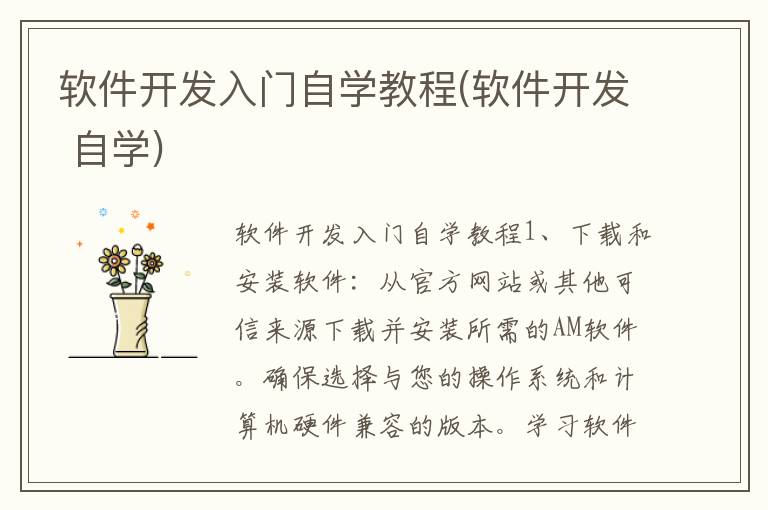 软件开发入门自学教程(软件开发 自学)