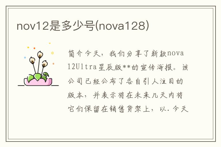 nov12是多少号(nova128)