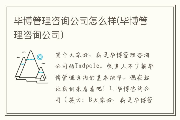 毕博管理咨询公司怎么样(毕博管理咨询公司)