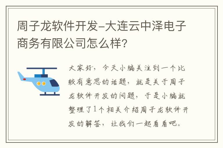 周子龙软件开发-大连云中泽电子商务有限公司怎么样?