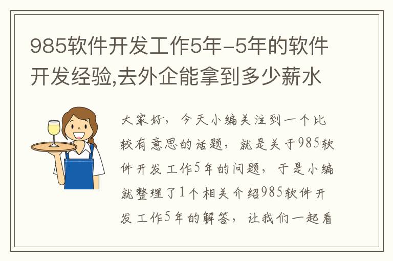 985软件开发工作5年-5年的软件开发经验,去外企能拿到多少薪水(在上海搞软件开发工资多少一...