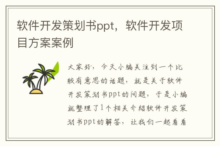 软件开发策划书ppt，软件开发项目方案案例