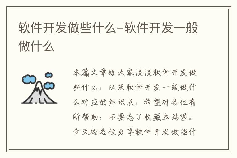 软件开发做些什么-软件开发一般做什么