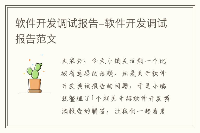 软件开发调试报告-软件开发调试报告范文