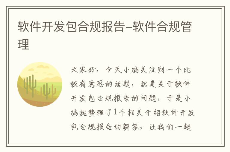 软件开发包合规报告-软件合规管理