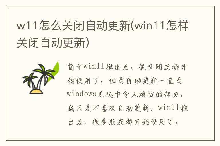 w11怎么关闭自动更新(win11怎样关闭自动更新)