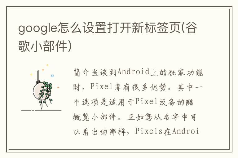 google怎么设置打开新标签页(谷歌小部件)