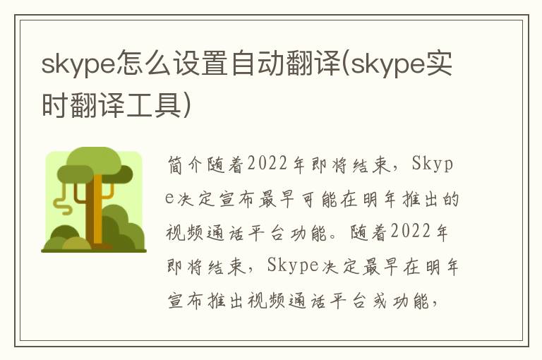 skype怎么设置自动翻译(skype实时翻译工具)