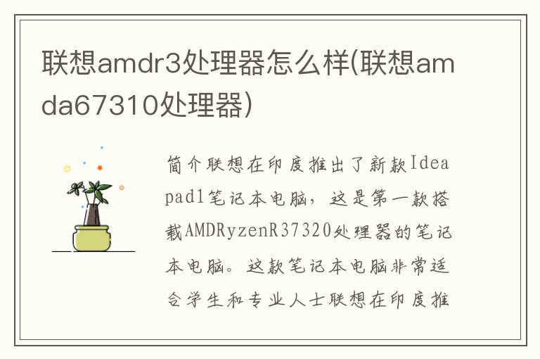 联想amdr3处理器怎么样(联想amda67310处理器)