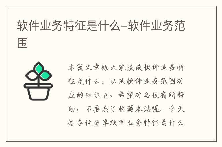 软件业务特征是什么-软件业务范围