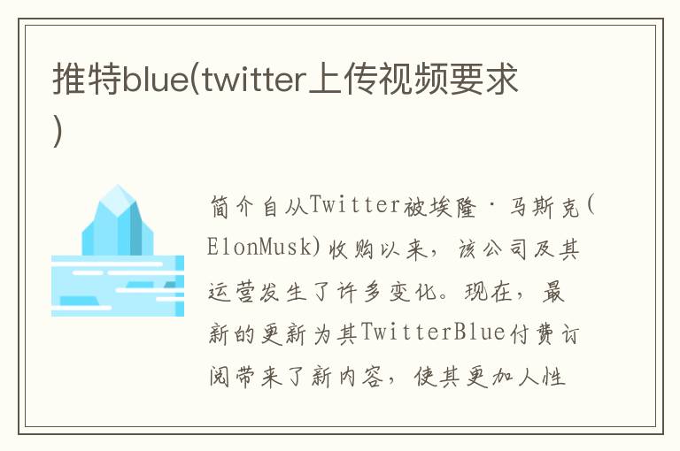 推特blue(twitter上传视频要求)