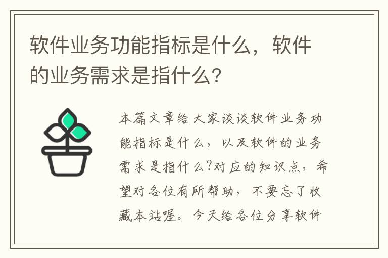 软件业务功能指标是什么，软件的业务需求是指什么?