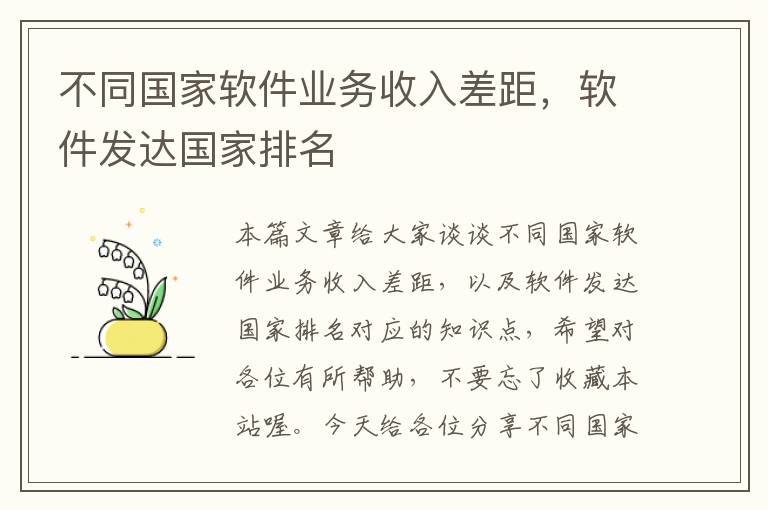 不同国家软件业务收入差距，软件发达国家排名