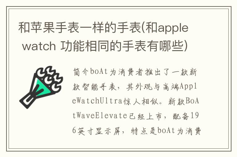 和苹果手表一样的手表(和apple watch 功能相同的手表有哪些)