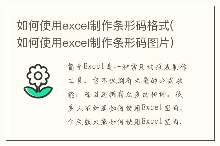 如何使用excel制作条形码格式(如何使用excel制作条形码图片)