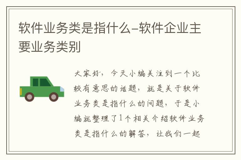 软件业务类是指什么-软件企业主要业务类别