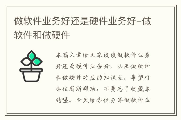 做软件业务好还是硬件业务好-做软件和做硬件