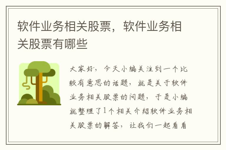 软件业务相关股票，软件业务相关股票有哪些