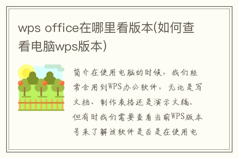 wps office在哪里看版本(如何查看电脑wps版本)