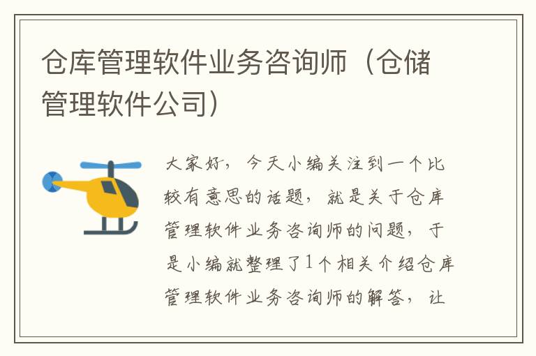 仓库管理软件业务咨询师（仓储管理软件公司）