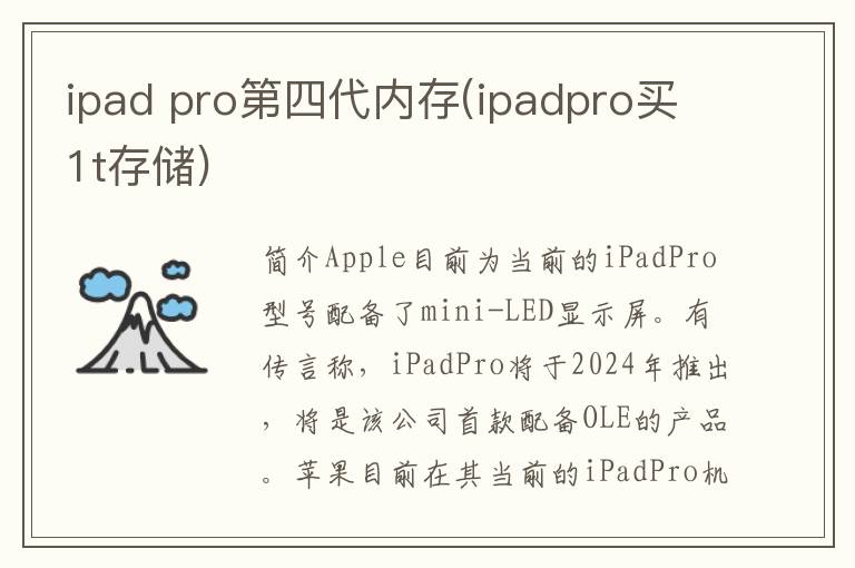 ipad pro第四代内存(ipadpro买1t存储)