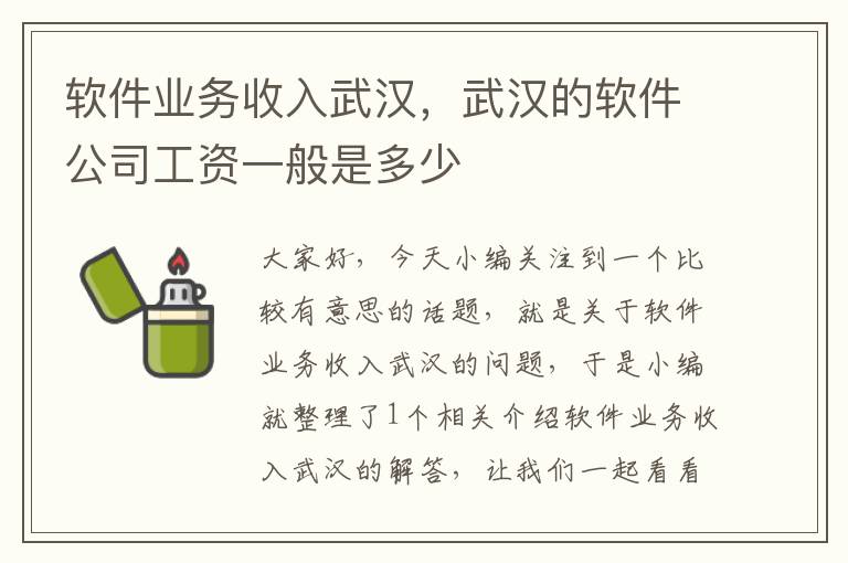 软件业务收入武汉，武汉的软件公司工资一般是多少