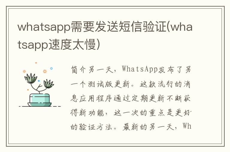 whatsapp需要发送短信验证(whatsapp速度太慢)