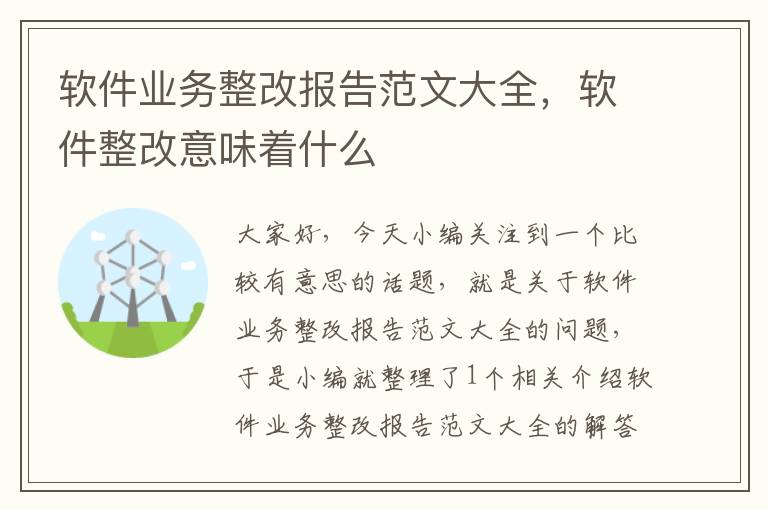 软件业务整改报告范文大全，软件整改意味着什么