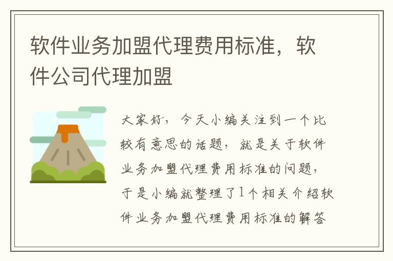 软件业务加盟代理费用标准，软件公司代理加盟