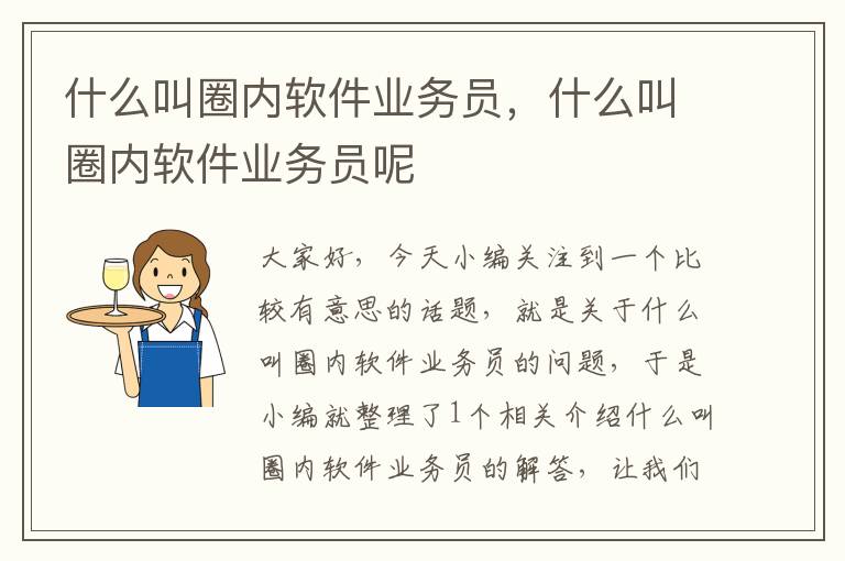 什么叫圈内软件业务员，什么叫圈内软件业务员呢