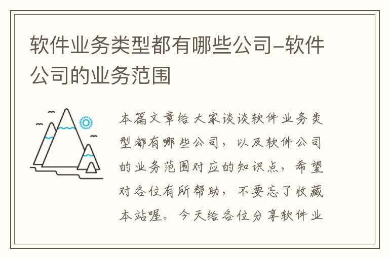 软件业务类型都有哪些公司-软件公司的业务范围