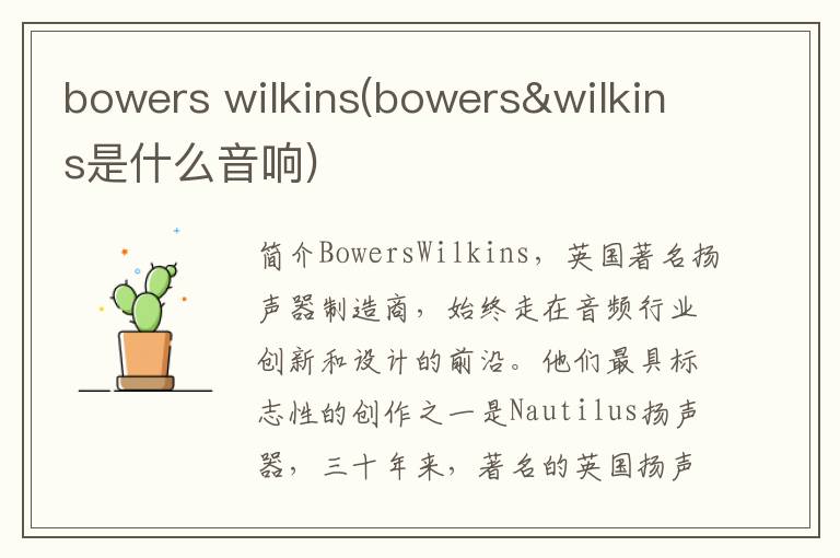 bowers wilkins(bowers&wilkins是什么音响)