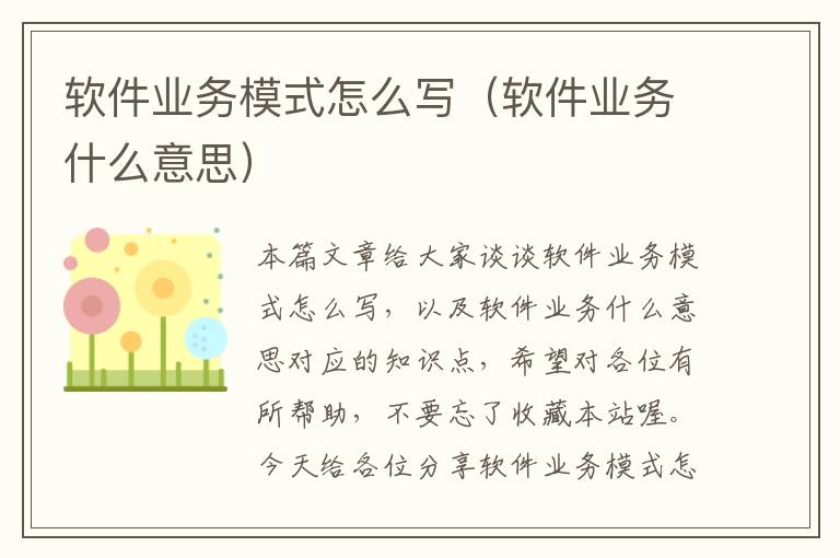 软件业务模式怎么写（软件业务什么意思）