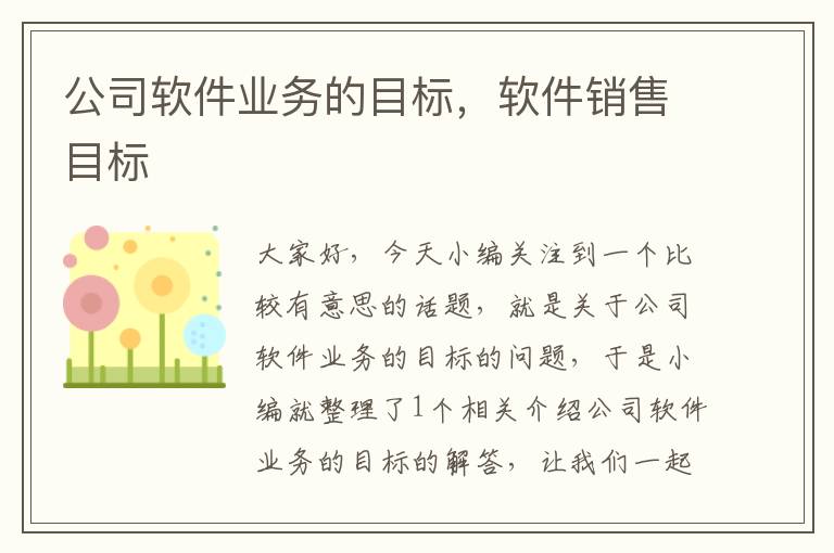 公司软件业务的目标，软件销售目标