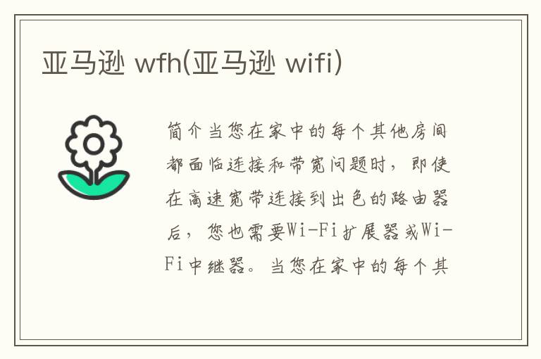 亚马逊 wfh(亚马逊 wifi)