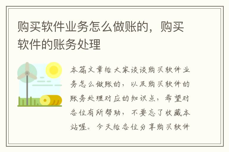 购买软件业务怎么做账的，购买软件的账务处理